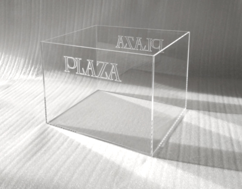 contenitore  in plexiglass trasparente con incisione laser logo